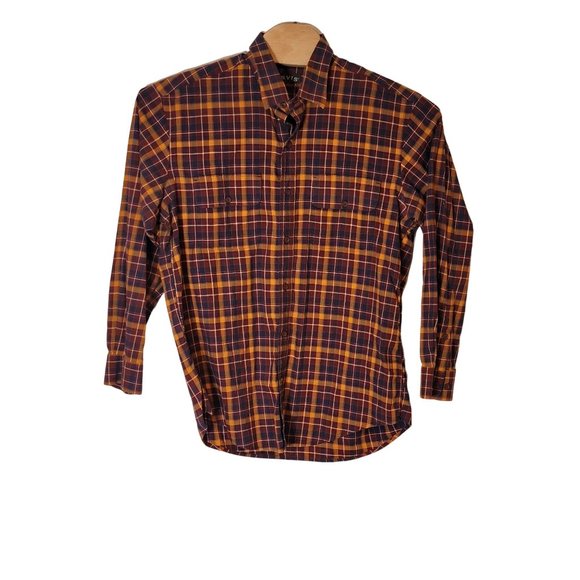 Orvis Long Sleeve Dress Casual Shirt Size Large Red‎ Blue Orange Plaid Pockets - Picture 1 of 6